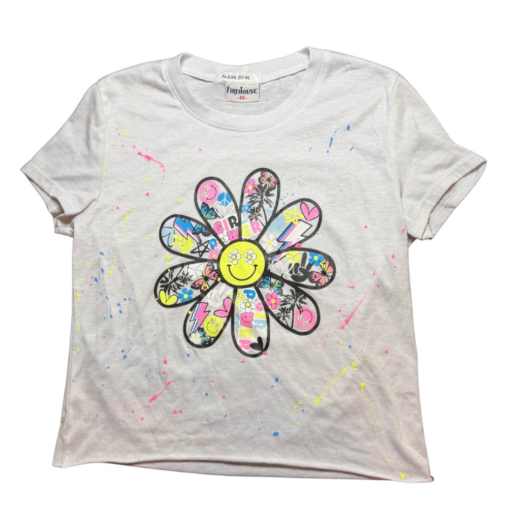 Firehouse Girls daisy splatter t-shirt size M in excellent condition